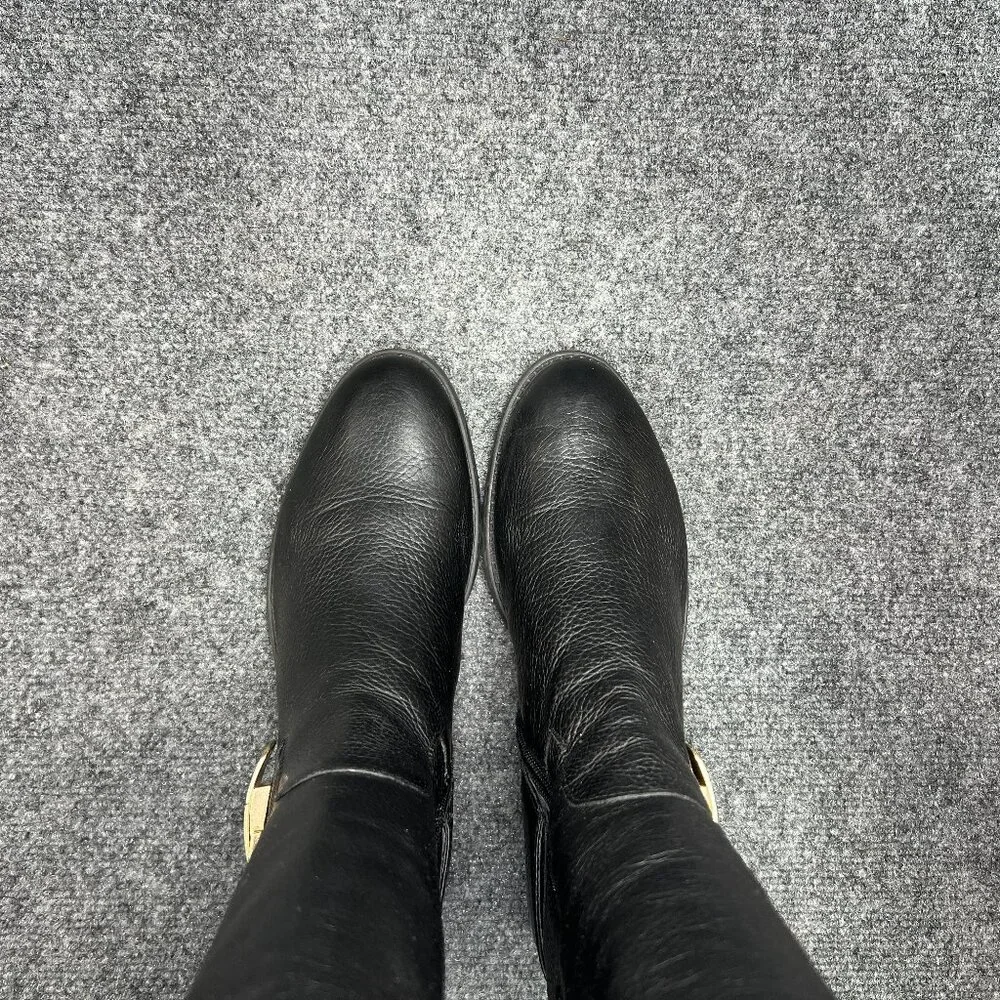 Vince Camuto Bedina‎ Tall Boots Women's 9 Black Leathe Over The Knee Gold Buckle